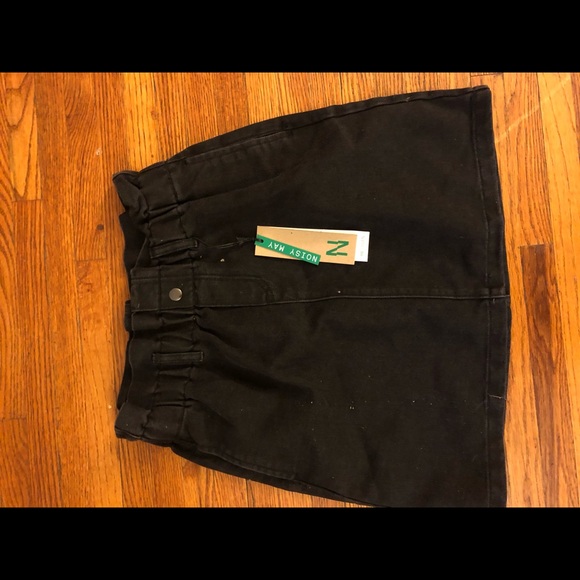 Noisy May Denim Mini Skirt with Paperbag Waist - Picture 4 of 4